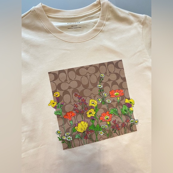 Coach Cream Floral Graphic T-Shirt - Picture 2 of 4